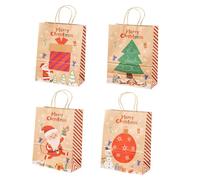 ibasenice 4 Pièces Sacs Cadeaux de Noël Papier Kraft Sachets pour Bonbons Sacs Cadeaux de Noël à Bonbons Style Aléatoire