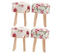 ibasenice 4 Pièces Scale Soft Fabric Upholstered Round Benches for Kitchen Living Mini House Accessory