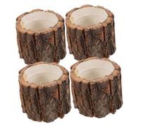 ibasenice 4 Pièces Seau à Fleurs Étanche Patio Plantation Mélanger Planteur Décoration Intérieure Aboyer Pot De Fleurs en Écorce Petit Rustique Souche Mis en Pot Herbe Bol Plantes Ferme Bois