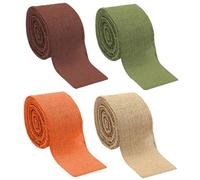 ibasenice 4 Rouleaux de Rubans Décoratifs en Toile Imitation Lin 6 CM X 5 M Ruban Présent Multifonction Résistant à L'Usure Couleurs Orange Vert Marron et Naturel pour Décoration
