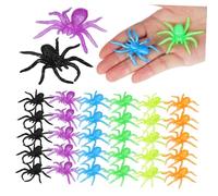 ibasenice 48 pièces Araignées Élastiques Multicolores pour Halloween Jouets Farceurs TPR pour Fêtes Décoration Effrayante et Animation