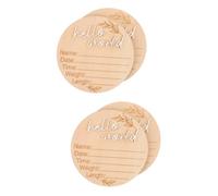 ibasenice 4pièces Panneaux Annonce De Naissance Bois Disques Ronds Né Cartes Bois Accessoire Photo Hello World