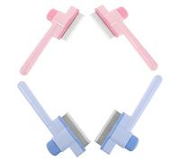 ibasenice 4pièces Peigne Pour Chat Et Chien Lot De Brosse Autonettoyante Avec Bouton De Déverrouillage Dents Acier Inoxydable Longues Courtes