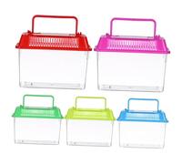 ibasenice 5 pièces Aquarium Portable Plastique Transparent Boîte Multifonction pour Tortues Poissons et Petits Animaux Mix Couleurs et Sécurisé pour Maison et Terrarium
