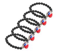 ibasenice 5 Pièces Bracelet Perles Drapeau Chili Bracelet Verre Noir Unisexe Bijou Patriotique pour Femmes et Hommes Accessoire Chic pour Fêtes et Événements Internationaux