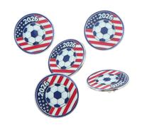 ibasenice 5 Pièces Épingle de Distinctif Coupe du Monde Impression Émaillée et Alliage Léger Ronde pour Esprit Équipe Américaine Fans Collectionneurs Lors D'événements