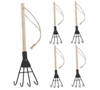 ibasenice 5 Pièces Mini Hand Rake Small Gardening Tools Iron Cultivator for Weeding and Soil Aeration Wood and Metal Construction for Precise Garden Maintenance in Small Spaces