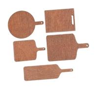 ibasenice 5 pièces Miniature Wooden Cutting Board Set for Dollhouse Kitchen Decor Smooth Craftsmanship Tiny Chopping Board Models for Mini House DIY Scene