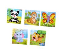 ibasenice 5 pièces Puzzle Bois Éducatif Bois pour Garçon Fille Interactif Amusant DIY avec Animaux Éléphant Tigre Panda Singe Insecte pour Garçons et Filles