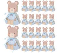 ibasenice 50 Boîtes à Dragées Pliables en Papier Bleu D’ourson pour Bébé Coffret Présent Mini Boîte à Bonbons pour Fête D’anniversaire Premier Âge Décorations Festives