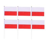 ibasenice 50 pièces Drapeaux de Pologne à Main Polyester avec Hampe Plastique Bannières Portables pour Décorations de Fêtes Parades et Événements Internationaux