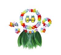 ibasenice 7 Pièces Ensemble de Costume Hawaïen Classique, et Accessoires | Lunettes Ananas et Guirlande Fleurie, Barrette Hibiscus, pour Fête Luau et Invités