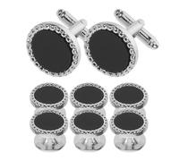 ibasenice 8 pièces Boutons Manchette Classiques pour Homme Lot Accessoires de Costume Acrylique Noir Boutons de Chemise Ronds Élégants pour Mariage Événements Affaires et Cérémonie Formelle