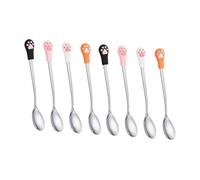 ibasenice 8 pièces Cuillères pour Chat INOX et Silicone Ustensiles de Nourrissage pour Pâtée Boîte Cuillères Pratiques pour Alimentation Humide de Chats et Chiens Mignon Faciles à Utiliser