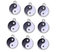 ibasenice 9 pièces Lot de Breloques Tai Chi Alliage Charms pour Création de Bijoux DIY Pendentifs Ronds Symboles du Taiji pour Colliers et Bracelets