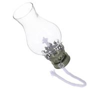 ibasenice Abat-Jour en Verre Transparent pour Lampe à Huile Vintage avec Brûleur à Mèche Réglable en Métal Accessoire Lampe à Pétrole 1 Pièce Éclairage Maison et Camping Robuste