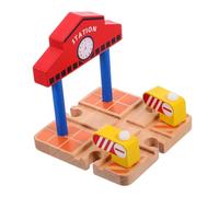 ibasenice Accessoire Bois Station Miniature de Train pour Garçon Fille Plateforme Décorative de Gare Ferroviaire Modèle Educatif Compact et Léger pour Jeu et Collection