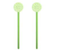 ibasenice Agitateurs à Cocktail en Verre Vert 2pcs Forme Tranche de Citron Design Créatif Facile à Nettoyer pour Cuisines Modernes et Fêtes de Noël Réutilisable