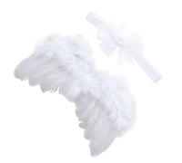 ibasenice Ailes d'Ange Blanches pour Garçon et Filles Serrage - Nœud Décoratif Plumage Doux et Léger Accessoire Cosplay pour Séances Photo Fêtes et Déguisements de Fée