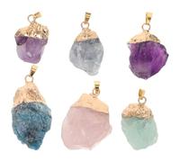 ibasenice Améthyste, Quartz Rose, Fluorite Bleue, Cristal Vert - Breloques pour Fabrication de Bijoux, Collier et Artisanaux, Pierres Précieuses pour DIY et Contemplation