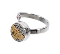 ibasenice Anneau Ouvert Aromathérapie Acier Inoxydable Or Réglable Bague Creuse Diffuseur Huile Essentielle Décoration Doigt Femme