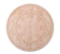 ibasenice Applique en bois Feng Shui chinois, objet décoratif inachevé | Pièce de bois sculptée décorative, support rond à personnaliser, plaque de sculpture Bagua vintage, 14,6 cm (5,75 po)