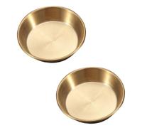 ibasenice Assiette Assaisonnement Ronde en Acier Inoxydable 2pcs, Plat de Sauce Plat à Tremper Cuisine et Restaurants, pour Voyage et Boutiques Alimentaires