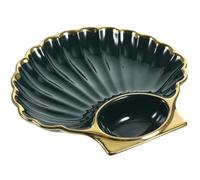 ibasenice Assiette en Céramique Verte de Coquillage pour Frites et Sauce Tomate, pour Restaurants et Buffets, Design Créatif et Fonctionnel
