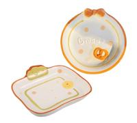 ibasenice Assiettes à Dessert en Céramique Adorable 2pcs pour Snacks, Multifonctionnelles, Grosse Capacité, Faciles à Nettoyer, pour Présentation et Décoration