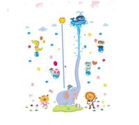 ibasenice Autocollant Mural Éléphant Avec Échelle De Hauteur Pour Garçon Fille Décoration Murale Amusante Pour Chambre Salle De Bain Ou Salon Résistant Et Réutilisable
