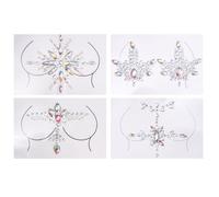 ibasenice Autocollants Décoration Corps et Visage en Acrylique Argenté de Poitrine 4 Sets de Bijoux Soi-même pour Festivals et Fêtes