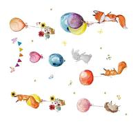 ibasenice Autocollants Muraux Décoratifs en Pvc Motif Ballon Animal Renard, Facile à Poser Enlever, Décoration de Chambre Bébé et Couloir