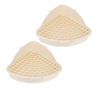 ibasenice Bac à Litière d'angle Design Triangulaire 2pcs pour Lapin Grosse Capacité en Plastique Blanc Facile à Nettoyer, pour Petits Espaces et Animaux Domestiques