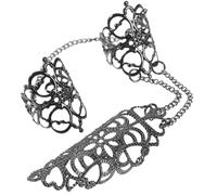 ibasenice Bague Gothique en Métal Ajouré à Maillons Anneau Enchaîné Noir Mat Taille Unique Bague pour Femmes Rétro Motif Floral Creux Accessoire Mode pour Occasions Spéciales