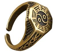 ibasenice Bague Ouverte Ajustable en Laiton Symbole Taï Chi Vintage, Bague Homme Style Déclaration pour Soirée ou Anniversaire, Forme Attrayante et Design Unique