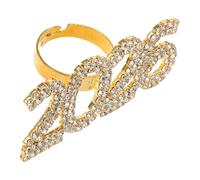 ibasenice Bague Ouverte Numéro avec Cristaux Brillants Anneau Ajustable Unisexe Accessoire Unique et Léger pour Fêtes et Événements