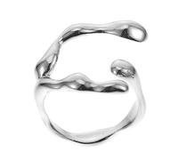 ibasenice Bague Réglable Argentée Style Personnalité Motif Bambou pour Femme Anneau Léger Index Ouvert Design Simple et Élégant Adaptable à Toutes Occasions