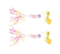 ibasenice Balançoire Suspendue Extensible pour Chat 2pcs en Corde et Polyester Rubans et Balles pour Exercice Aérobie et Détente Interactive