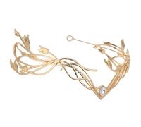 ibasenice Bandeau de Mariée en Alliage Doré avec Cristaux Étincelants Couronne Feuille Légère et Stable pour Mariage Thème Grec Accessoire de Coiffure Élégant pour Cérémonie Nuptiale