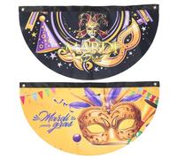ibasenice Banderole de Carnaval Décoration de Fête du Mardi Gras en Polyester Pongee 2 Pièces Fanions Classiques pour Intérieur et Extérieur pour Festival