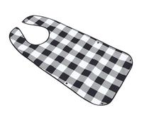 ibasenice Bavoir Imperméable Réutilisable pour Adultes, Grand Format, Protection Anti-fuite, Tissu Lavable Noir et Blanc, Aide Repas pour Personnes Âgées, Soins Quotidiens, Bavoirs