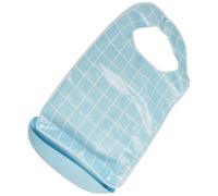 ibasenice Bavoir pour Adultes Grand Taille Bleu Clair Tablier Repas Imperméable Détachable avec Récupérateur de Miettes Bavoirs de Protection Réutilisables pour Personnes Âgées et