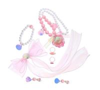 ibasenice Bijoux Garçon Fille Princesse Sirène Barrettes Nœud Collier Bracelet Bague et Boucles Oreilles Sans Piqûre Accessoires Doux pour Peau Cadeau Anniversaire Filles