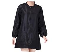 ibasenice Blouse de Coiffure à Manches Longues Noire en Fibre, Imperméable et Facile à Porter, pour Salon de Beauté et Teinture Capillaire