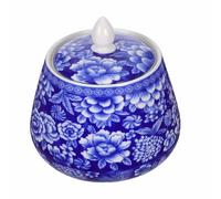 ibasenice Bocal en Porcelaine Bleue et Blanche 870ml Couvercle Hermétique pour Rangement Alimentaire et Thé, Design Délicat Style Chinois Rétro pour Maison et Fête