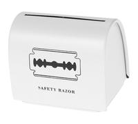 ibasenice Boîte à Déchets pour Salon de Coiffure en Tôle Blanche, Grosse Capacité, Étanche la Poussière, Rangement Élégant pour Lames de Rasoir