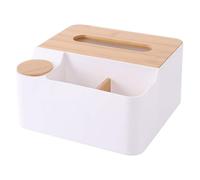 ibasenice Boîte à Mouchoirs Blanche Multifonction Couvercle en Bois, Design Compartimenté, Matériau, Grand Trou de Rangement pour Bureau et Maison