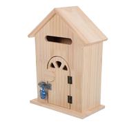 ibasenice Boîte aux Lettres Murale en Bois Forme Maison Vintage, Verrouillable avec Serrure, Utilisation de l'espace, pour Maison et Appartement, Couleur Kaki