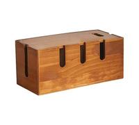 ibasenice Boîte de Gestion des Câbles Rustique Sophistiqué en Bois Massif Organiseurs de Câbles Élégants Rangement et Cache-câble pour Bureau et Maison