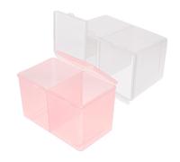 ibasenice Boîte de Rangement et Cotons avec 2 Compartiments en Blanc et Rose, Couvercle Hermétique pour Organiser Votre Table de Maquillage